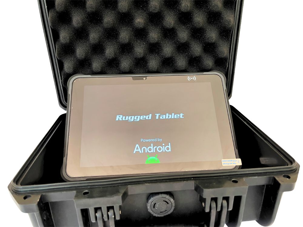 Rugged tablet in a protective hard case